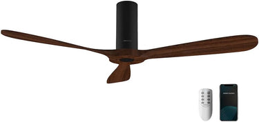 Cecotec Ventilador de Techo con Mando a Distancia y Wifi EnergySilence Aero 5500 Black Aqua Connected. 40 W, Diámetro 52”, 3 Aspas, Protección IP44, Modo winter-summer, Temporizador
